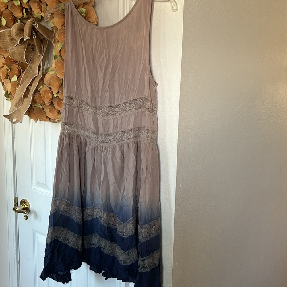 ENTRO Dress Ombre Tan Blue Tank size M - Picture 5 of 5